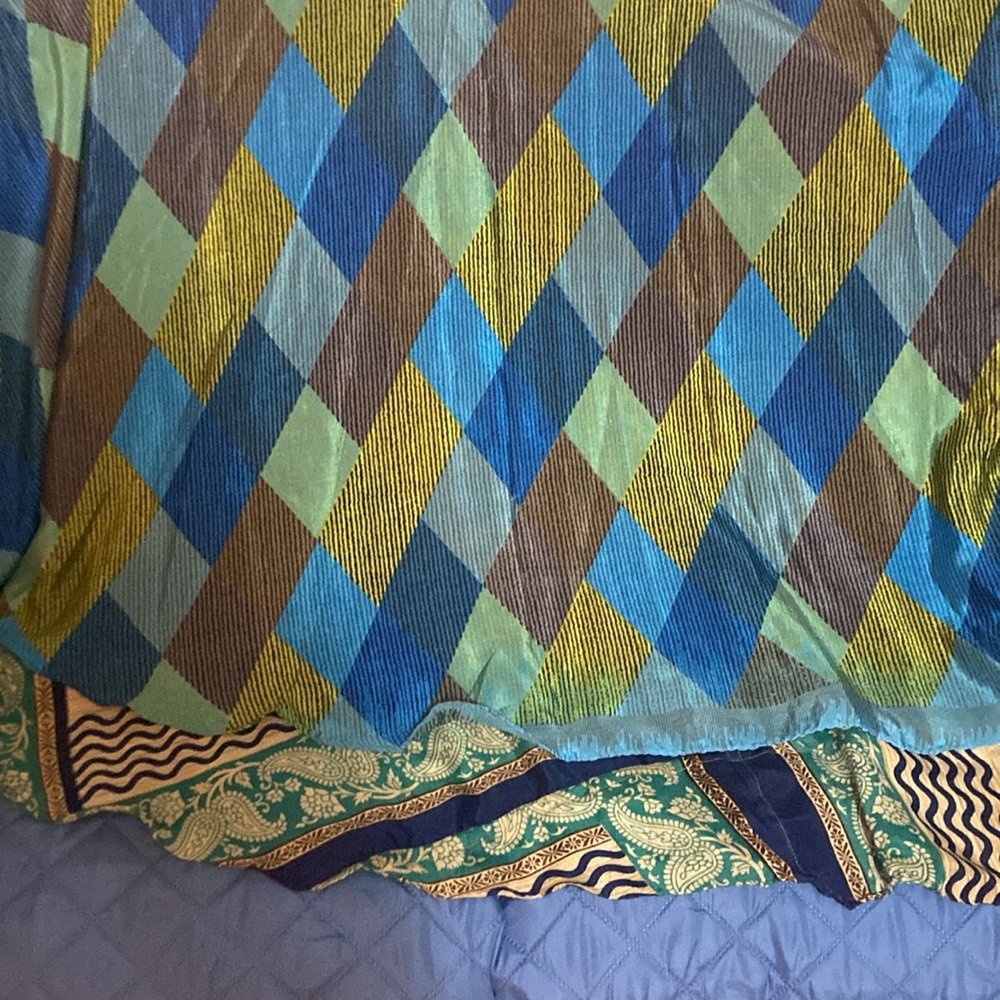 Blue and Green Patterned Women's Skirt - Picture 4 of 8